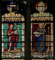 Fenster w134, den Heiligen Johannes den Täufer und die Heilige Katharina darstellend