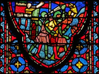 Fenster w15 Heilige Reliquien: Krösus, König der Perser, verwüstet Jerusalem