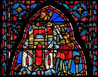 Fenster w15 Heilige Reliquien: Heraklius vor dem wundersam versiegelten Tor in Jerusalem