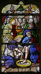 Fenster w1, Christus wäscht seinen Jüngern die Füße