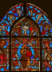 Fenster w1 mit Christus und dem Heiligen Geist, Isaak und Manasse
