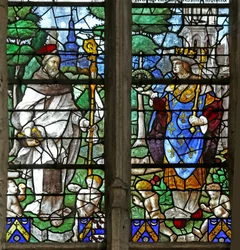 Fenster w1, ein heiliger Abt mit St. Louis