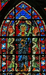 Fenster w201, die Himmelfahrt der Jungfrau Maria darstellend