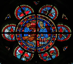 Fenster w205, den heiligen Nikolaus einen Ruderer segnend darstellend