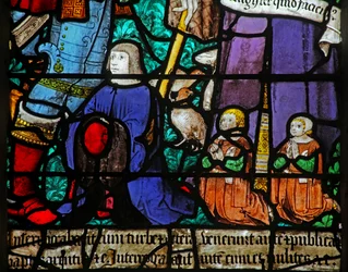 Fenster w20, ein Stifter und Kinder