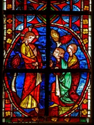 Fenster w210 zeigt die Berufung von St. Jakobus und St. Johannes