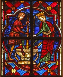 Fenster w212, Darstellung einer Szene aus der Legende von Johannes: der Heilige und das Wunder der zerdrückten Juwelen