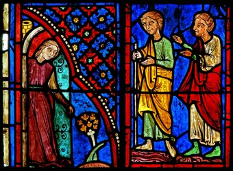 Fenster w21 Darstellung der Heiligen Maria die Ägypterin als Prostituierte mit ihren Kunden