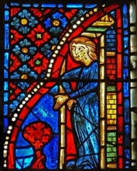 Fenster w21 Darstellung der Heiligen Maria die Ägypterin wird der Zutritt zur Verehrung verweigert