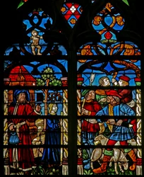 Fenster w234 zeigt Jakob mit Josef; die Brüder schmieden Pläne