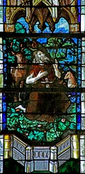 Fenster w29 mit Darstellung von Johannes dem Täufer, der zu Tieren predigt