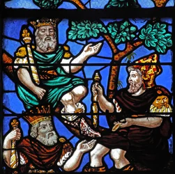 Fenster w4 zeigt Könige und einen Propheten am Baum Jesse