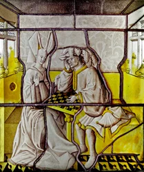 Fenster w81, Darstellung der Schachspieler aus den Niederlanden