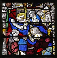 Fenster w9 mit dem Tod der Jungfrau Maria