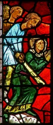 Fenster wXX mit St. Valery, der verfolgt wird, weil er keine Götzen anbetet