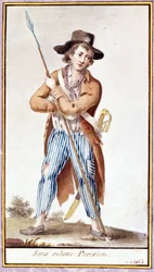 Ohne Pariser Höschen. Aquarell aus der Zeit der Französischen Revolution