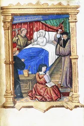Frau in einer Sterbeszene mit Johannes dem Täufer, ca. 1475-1500