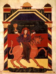 Frau auf dem Tier (monströs)