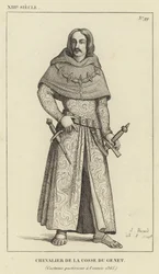 13. Jahrhundert, Ritter der Cosse du Genet, Kostüm nach dem Jahr 1365 (Gravur)
