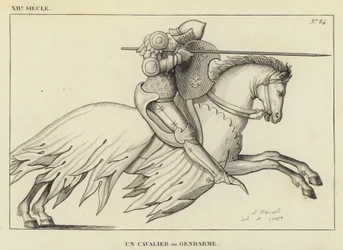 12. Jahrhundert, ein Reiter oder Gendarm (Gravur)