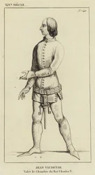 14. Jahrhundert, Jean Vaudetar, Kammerdiener von König Karl V. (Gravur)