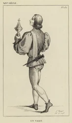 14. Jahrhundert, ein Diener (Gravur)