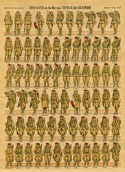 Zouaven, eine französische Infanterieeinheit, die 1830 von General Clauzel für die Eroberung Algeriens geschaffen wurde. Epinal-Bild.