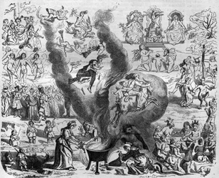 Die Aberglauben des Jahres Tausend: der Sabbat. Gravur in „Histoire des Papes-Rois-Queen und Empereurs à travers les siècles“ von Maurice Lachatre