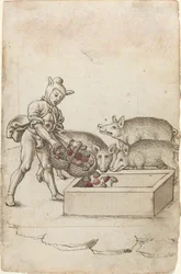 Ein Narr, der Schweinen Blumen füttert [fol. 42 recto]