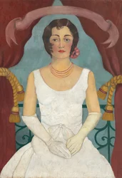 Porträt einer Dame in Weiß, ca. 1929