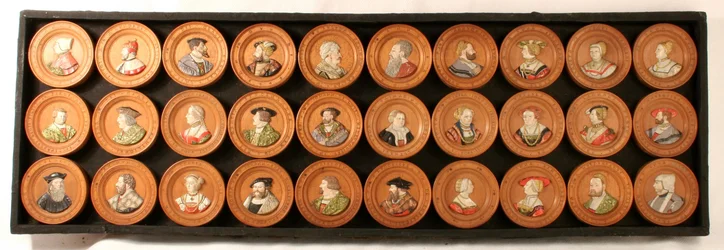 Eine Sammlung von dreißig Zeichnern als Porträtmedaillons