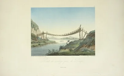 Seilbrücke bei Penipe, gezeichnet von Marchais, graviert von Bouquet, Illustration aus 