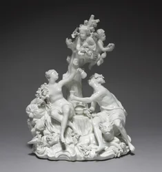 Bacchus und Venus, Hersteller Tournay Fabrik, Belgien, ca. 1755