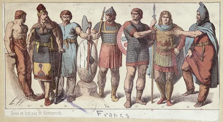 Kostüme der fränkischen Soldaten, ca. 1880