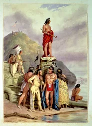 Gruppe von Indianern am Flussufer, 1854