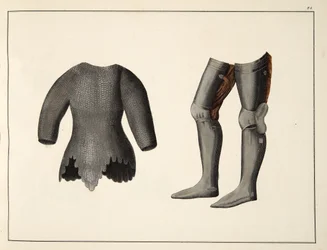 Rüstung, Platte aus Eine Geschichte der Entwicklung und Bräuche der Ritterlichkeit, von Dr. Franz Kottenkamp, veröffentlicht von Carl Hoffmann, 1842