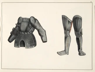Rüstung, Platte aus Eine Geschichte der Entwicklung und Bräuche der Ritterlichkeit, von Dr. Franz Kottenkamp, veröffentlicht von Carl Hoffmann, 1842