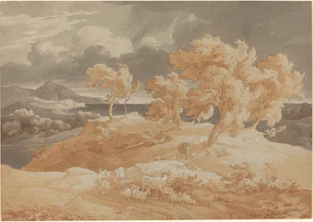 Italienische Küstenlandschaft mit Gewitter