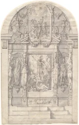 Ein aufwendiger Altar mit der Auferstehung Christi und dem Martyrium des Heiligen Andreas