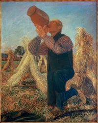 Bauer beim Trinken