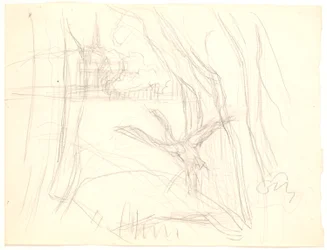 Landschaft mit abhebendem Schwan