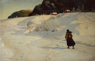 Winterszene mit einem Skifahrer