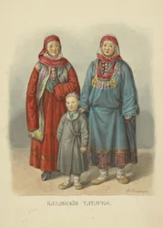 Kasan-Tatarinnen, Illustration aus der Serie Kleidung des russischen Staates, 1869