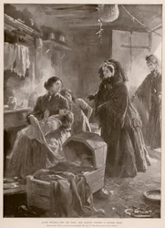 Königin Victoria und die Armen: Die Königin besucht ein Häuschen (Fotogravur)