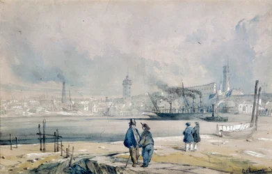 Die South Bank mit Waterloo Bridge, London, 1847