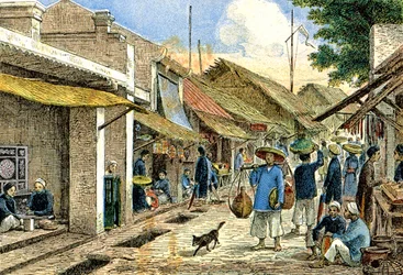 Handwerker in einem annamitischen Dorf, ca. 1900