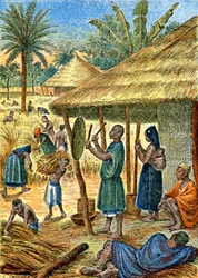 Dorf im Sudan, ca. 1900-1910 (Illustration)