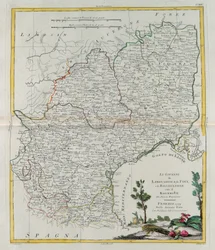 Die Gouvernements von Languedoc, Foix und Roussillon mit Rouergue, Stich von G. Zuliani aus Band I des Neuesten Atlas, veröffentlicht in Venedig 1777 von Antonio Zatta, Privatsammlung