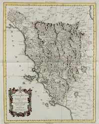 Das Großherzogtum Toskana, aufgeteilt in seine Provinzen, Gravur von G. Zuliani aus Band II des "Neuesten Atlas" veröffentlicht in Venedig 1783 von Antonio Zatta, Private Sammlung