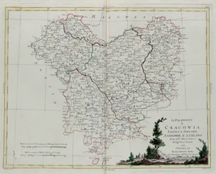 Die Palatinate von Krakau, Łęczyca, Sieradz, Sandomir und Lublin, Stich von G. Zuliani aus Band III des "Neuesten Atlas" veröffentlicht in Venedig 1781 von Antonio Zatta, Privatsammlung